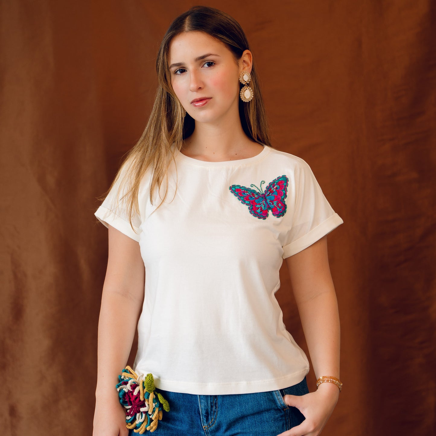 Embroidered T-Shirt Mariposa Reina